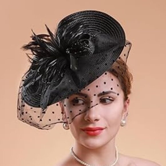 Fascinators for Women Derby Headpiece Tea Party Hats with Veil